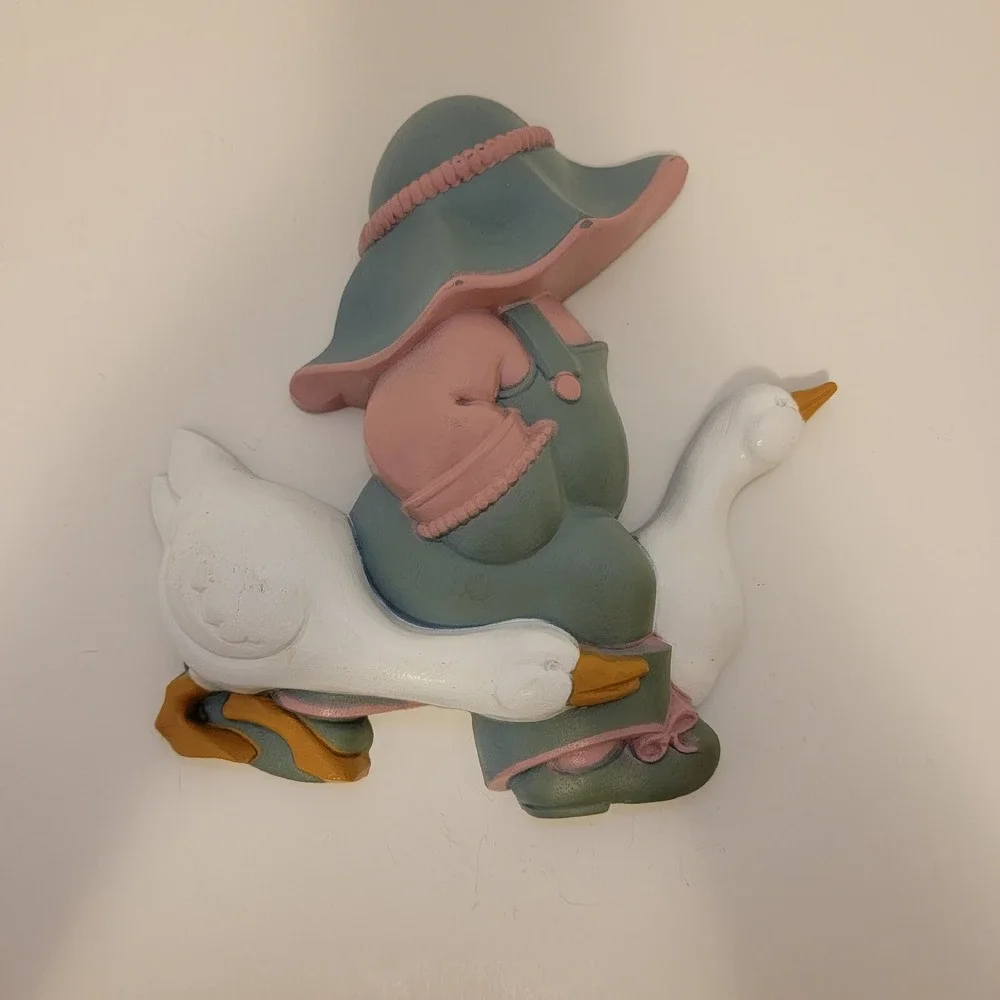 Vintage 1988 Home Interior Wall Plaque Little Boy And Goose